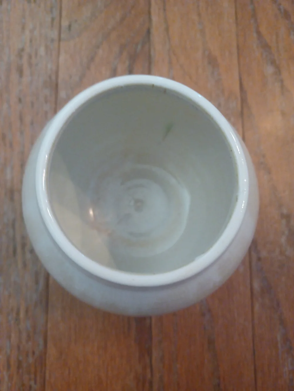 Vintage Mid Century Studio Pottery Spherical Vase Cream Glaze Signed 5